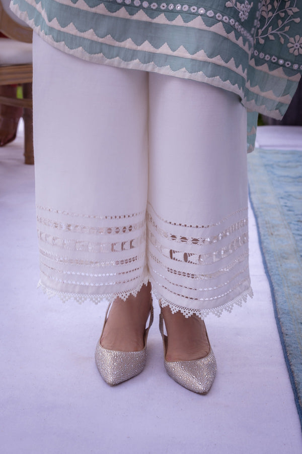 Ready - Off-white Culottes with Taarkashi Work