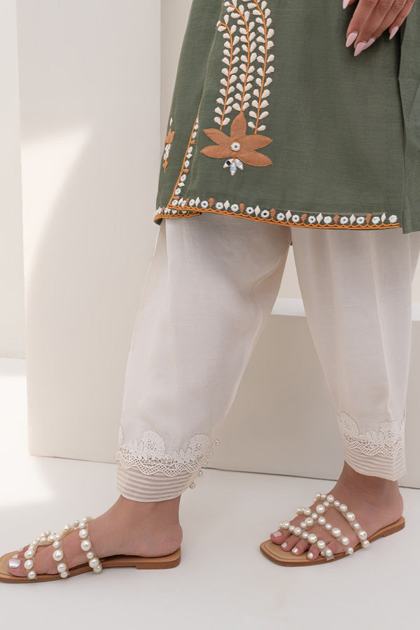 Ready - Embraided shalwar with stitching details