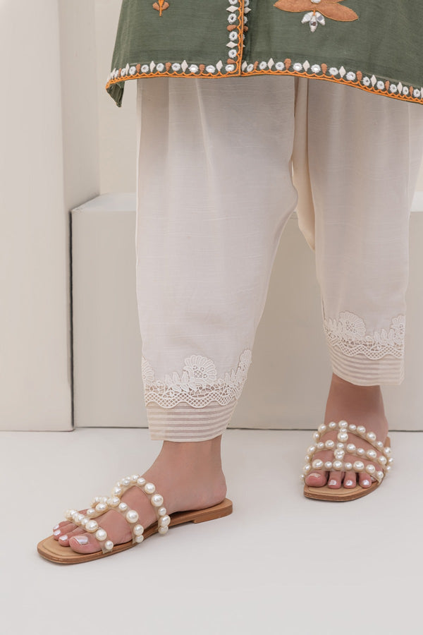 Ready - Embraided shalwar with stitching details