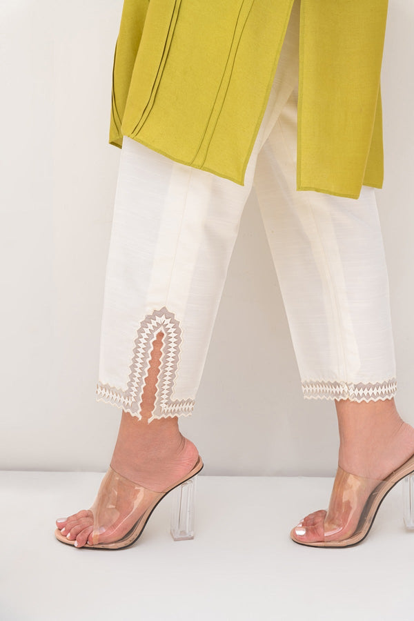 Ready - Cotton silk pants with embroidery work
